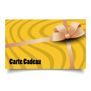 Carte cadeau FLT pour les passionnés d'art. dorée avec un ruban beige