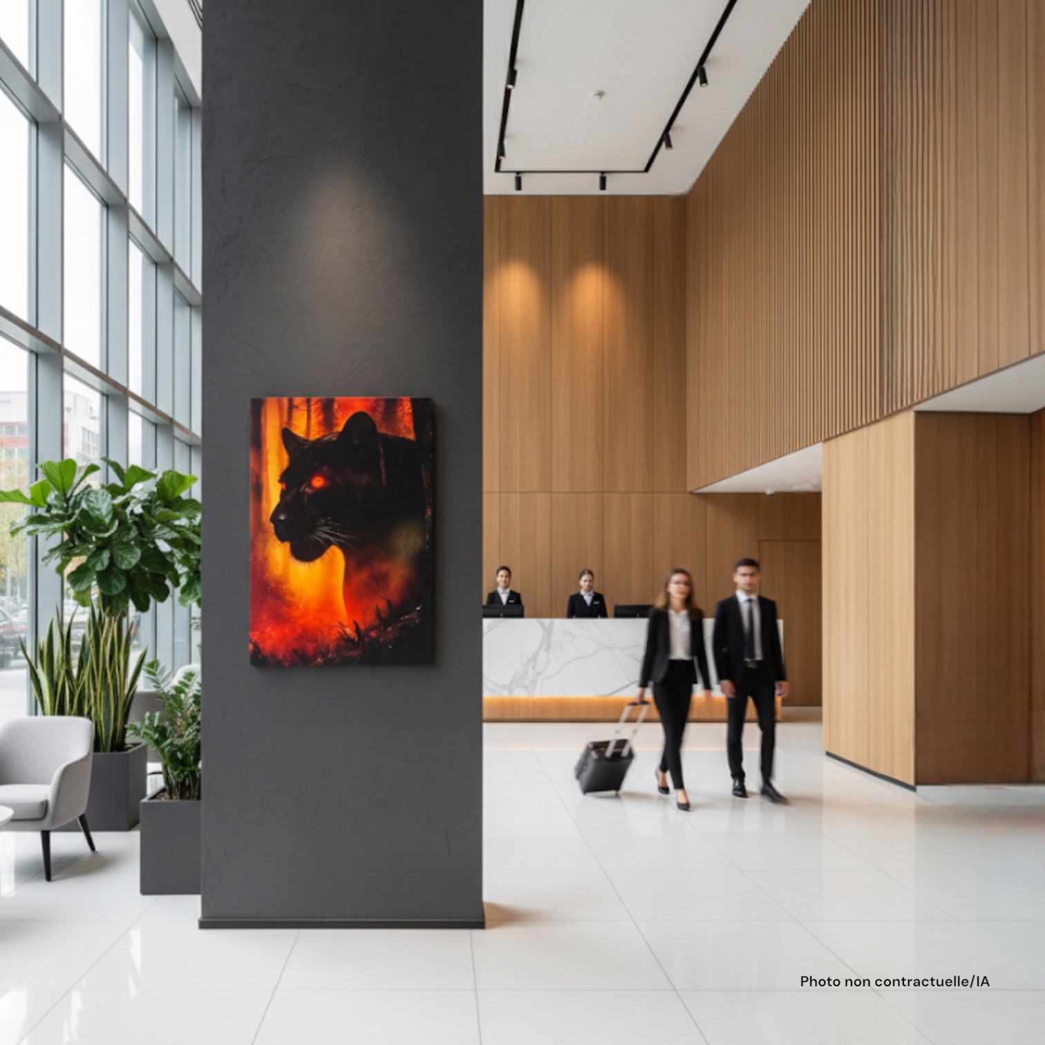 Poster photo FLT Anima Ignis dans un hall d'hôtel moderne et spacieux. Décoration intérieure idéale pour les espaces d'accueil professionnels.