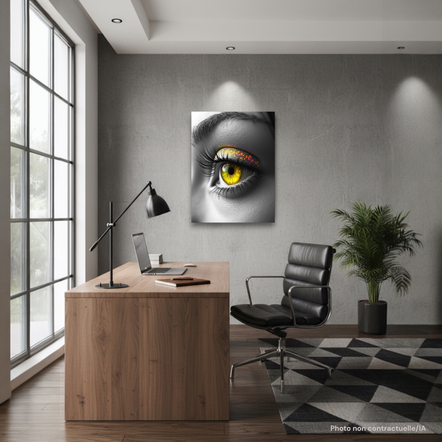 Poster "Genèse d'Or" de la marque FLT, dans un bureau d'entreprise.