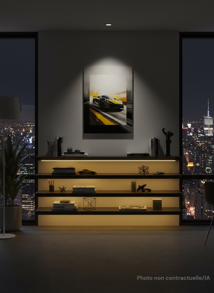 Poster Photo FLT Urban Core, décoration murale urbaine dans une ambiance sombre et luxe.